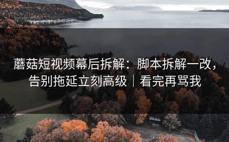 蘑菇短视频幕后拆解：脚本拆解一改，告别拖延立刻高级｜看完再骂我